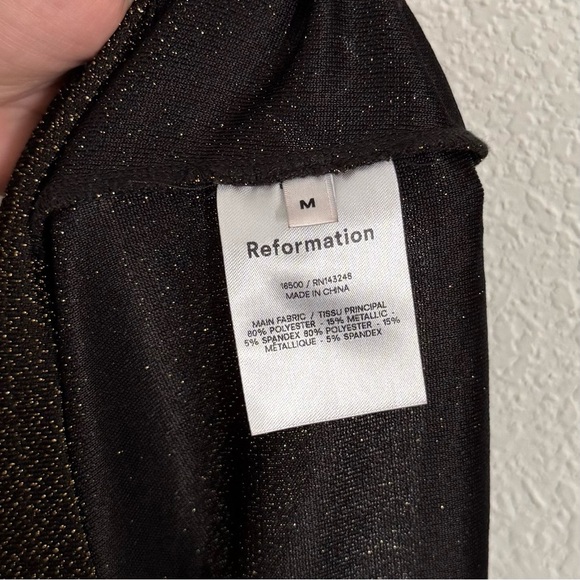 Reformation Zion Long Sleeve Midi Skirt Metallic Two Piece Set Size Medium - Picture 7 of 12